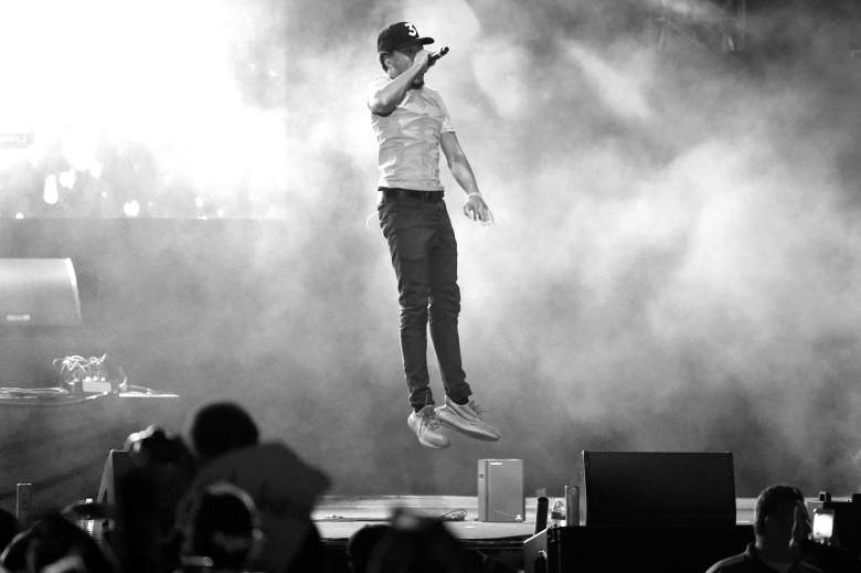 LOS ANGELES, CA - NOVEMBER 12: (EDITOR NOTE: This image has been converted to black and white.) Chance The Rapper performs on Camp Stage during day one of Tyler, the Creator's 5th Annual Camp Flog Gnaw Carnival at Exposition Park on November 12, 2016 in Los Angeles, California. (Photo by Kevin Winter/Getty Images)