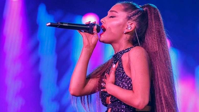 Ariana Grande performing.