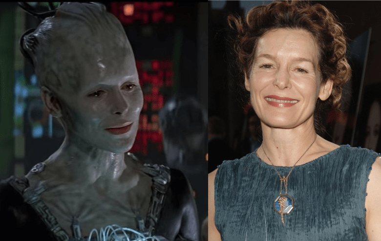 Alice Krige as the Borg Queen in Star Trek First Contact and on the red carpet