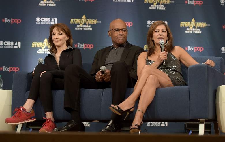 Gates McFadden, Michael Dorn and Marina Sirtis speak during the Star Trek: Mission New York event at Javits Center