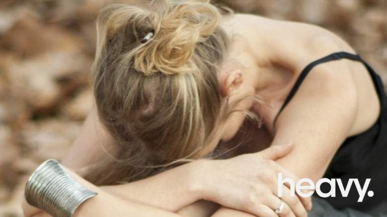 A woman crying.