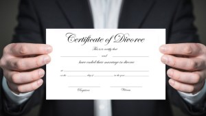 A certificate of divorce.