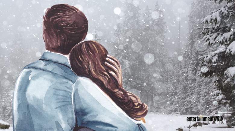 Happy couple in the snow.