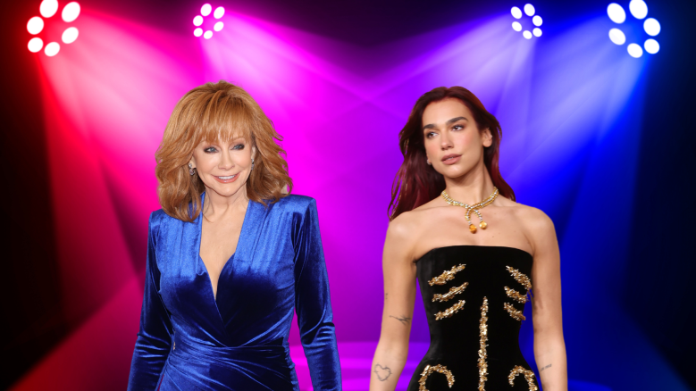 Reba McEntire and Dua Lipa posing together