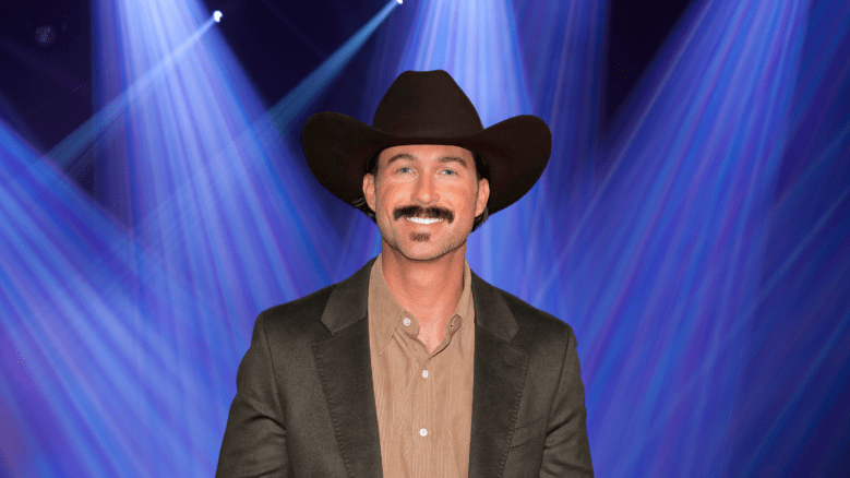 Riley Green wears a cowboy hat and smiles