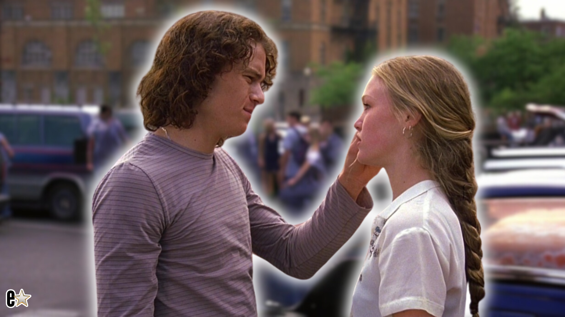 Heath Ledger and Julia Stiles in "10 Things I Hate About You" Final Scene