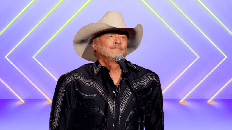 Alan Jackson behind a microphone