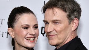 Anna Paquin and Stephen Moyer smiling