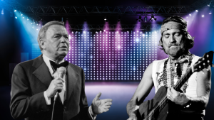 Willie Nelson & Frank Sinatra performing on stage