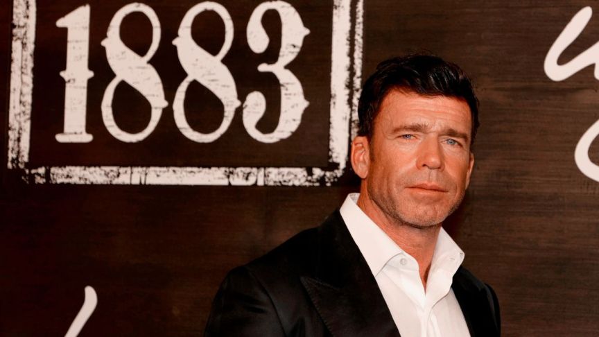 Taylor Sheridan attends the world premiere of "1883" at Encore Beach Club at Wynn Las Vegas