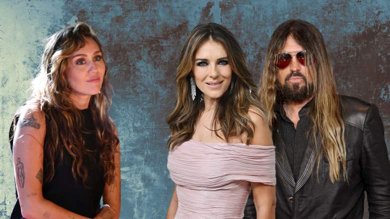 Miley Cyrus, Elizabeth Hurley and Billy Ray Cyrus