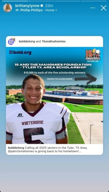 Brittany Mahomes praises Patrick Mahomes $50,000 scholarships