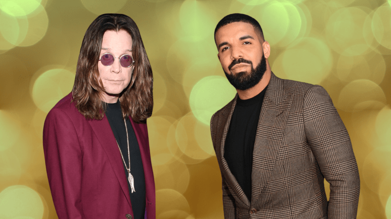 Ozzy Osbourne and Drake posing for a photo