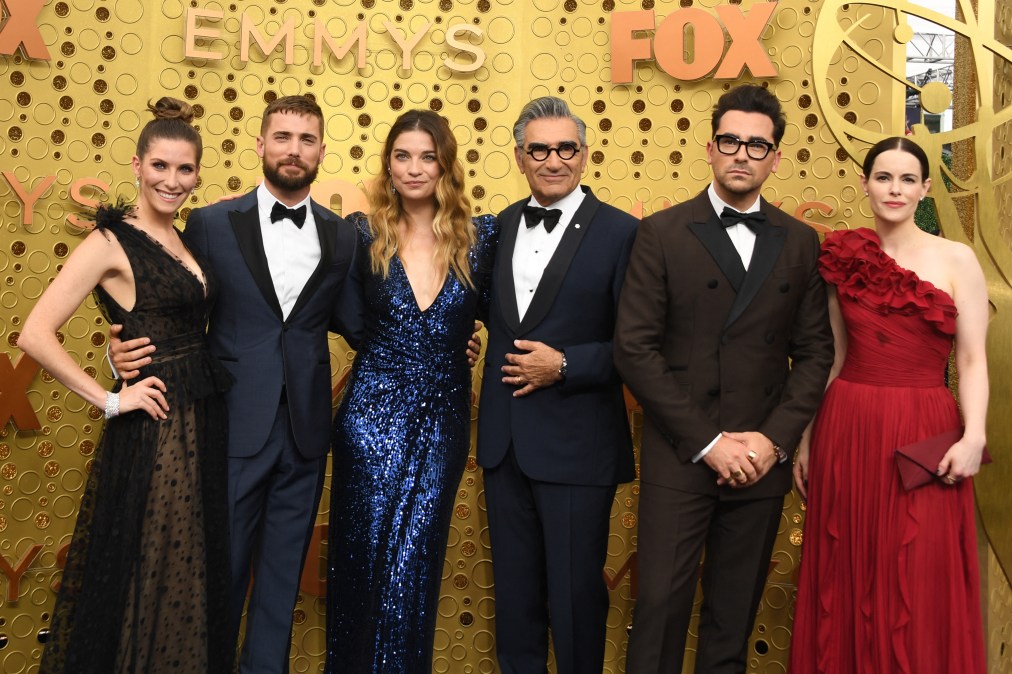 "Schitt's Creek" cast members arrive for the 71st Emmy Awards
