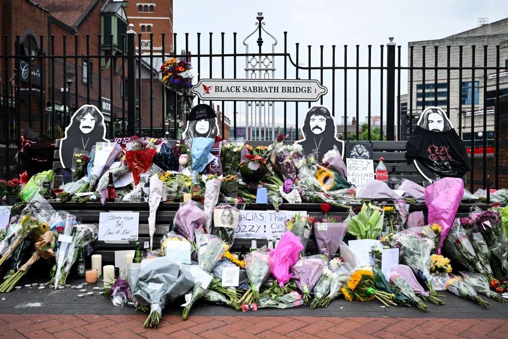 A photograph taken on July 23, 2025 shows flowers, candles and drawings left at a makeshift memorial on Black Sabbath Bridge.