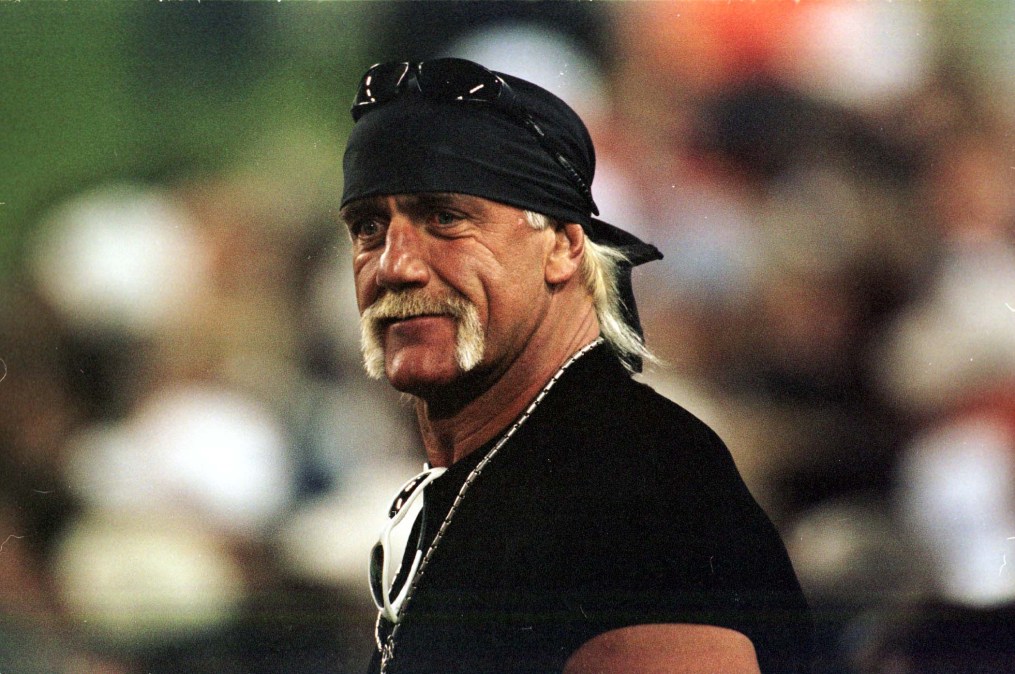 Hulk Hogan smiling in a black outfit