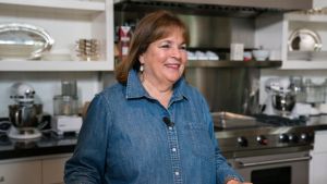 Ina Garten smiles while filming The Barefoot Contessa