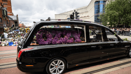 Rock Legend Ozzy Osbourne’s Name Spelled Out in Flowers Amid Final Farewell Procession