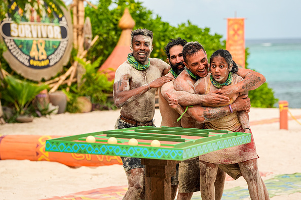 Kyle Fraser, Shauhin Davari, Joe Hunter and Kamilla Karthigesu on "Survivor 48"