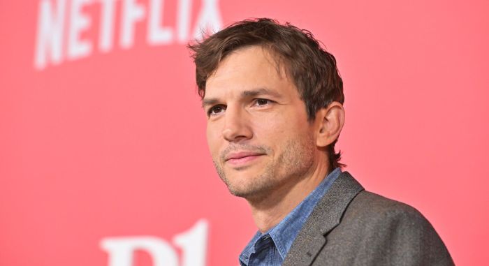 Ashton Kutcher attends Netflix's "Your Place or Mine" world premiere at Regency Village Theater on February 02, 2023 in Los Angeles, California