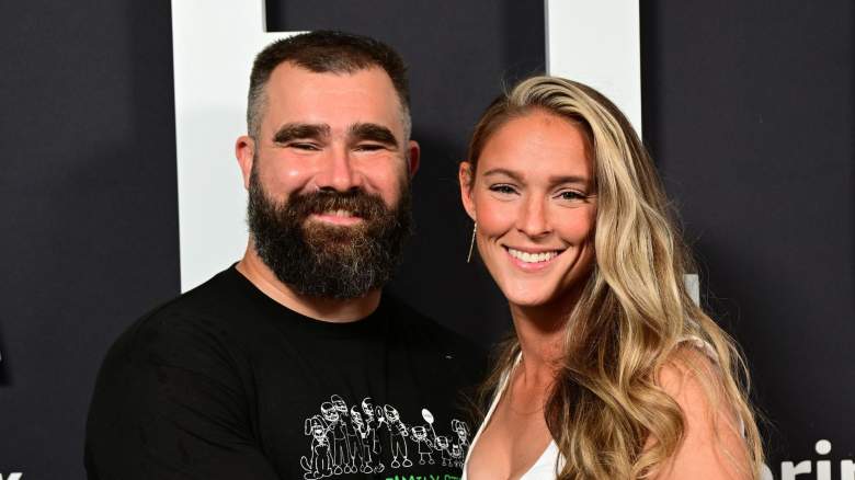 Jason Kelce and Kylie Kelce attend Thursday Night Football Presents The World Premiere of "Kelce" on September 08, 2023 in Philadelphia, Pennsylvania