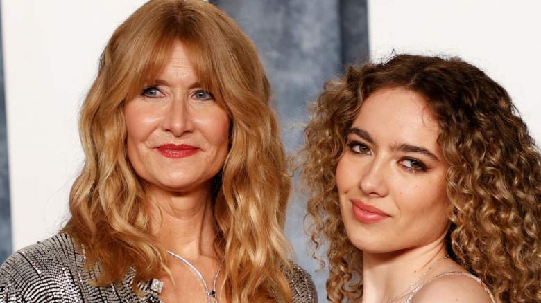 Laura Dern and daughter Jaya Harper smiling at event