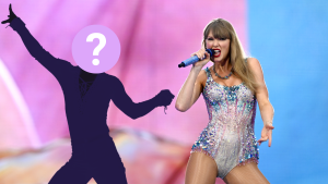 Taylor Swift and a silhouette of a male ballroom dancer