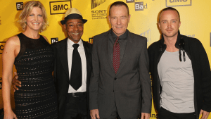 Actress Anna Gunn and actors Giancarlo Esposito, Bryan Cranston and Aaron Paul