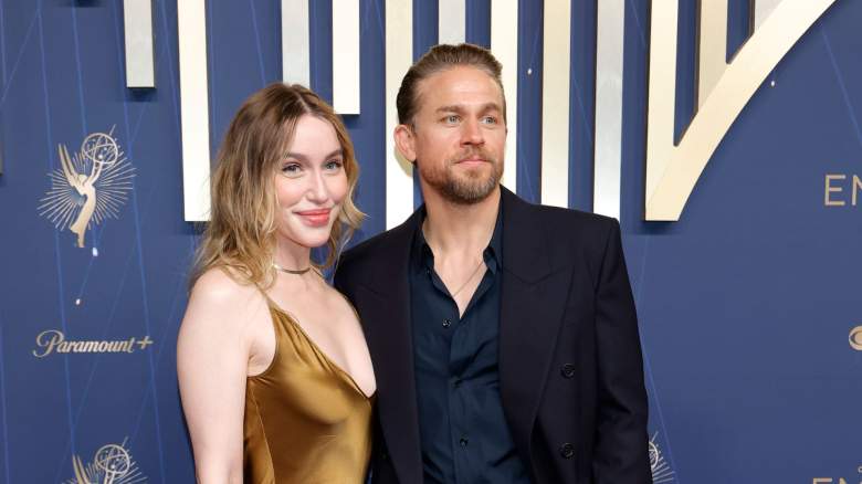Morgana McNelis and Charlie Hunnam attend the 77th Primetime Emmy Awards at Peacock Theater on September 14, 2025 in Los Angeles, California