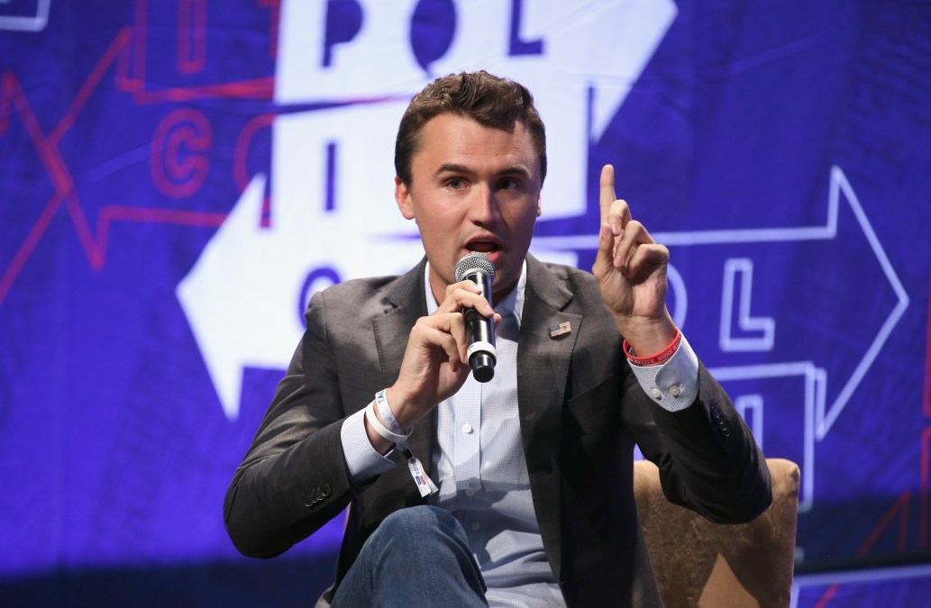  Charlie Kirk speaks onstage during Politicon 2018 at Los Angeles Convention Center 