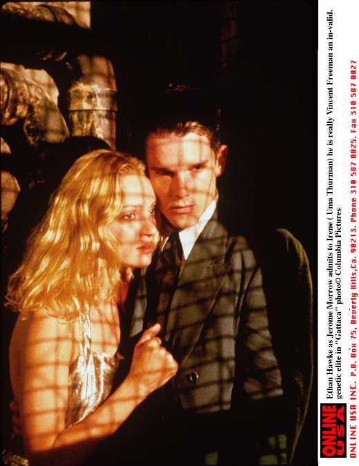 ethan Hawke as Jerome Morrow admits to Irene(Uma Thurman) tha he is a in - Valid.in "Gattaca"