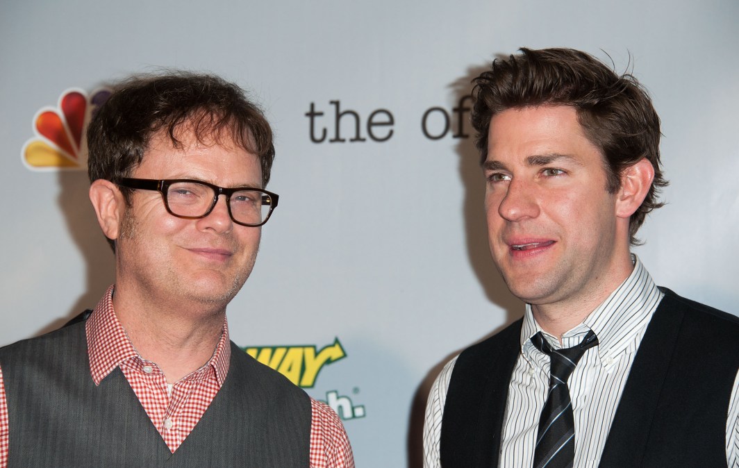 Rainn Wilson and John Krasinski arrives at 'The Office' series finale wrap party