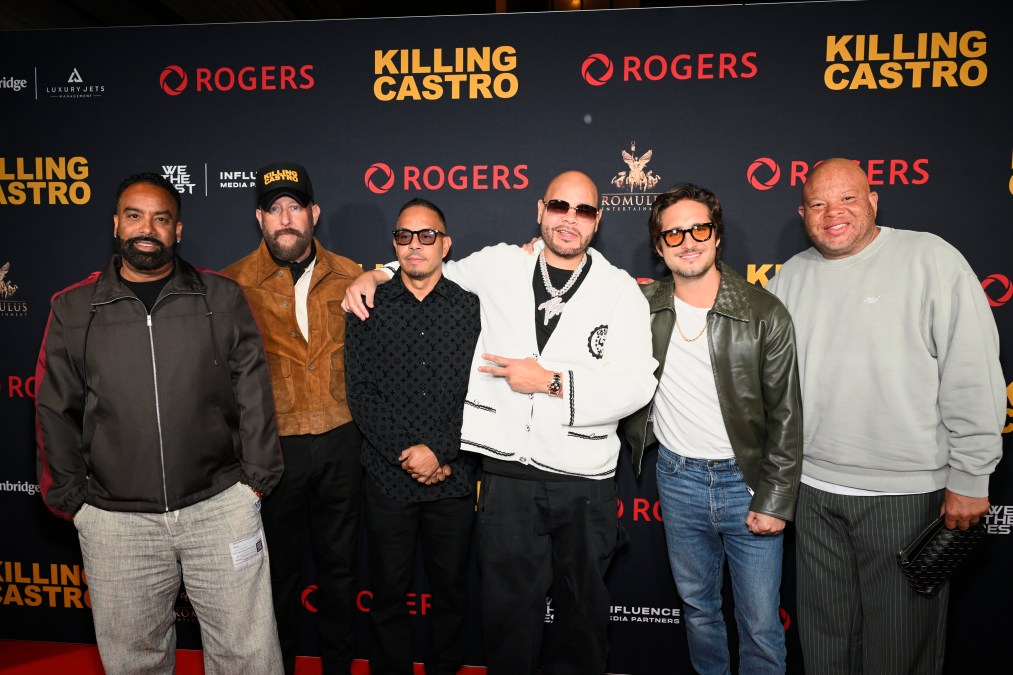 (L-R) Rene McLean, Brad Feinstein, Eif Rivera, Fat Joe, Diego Boneta and guest attend 