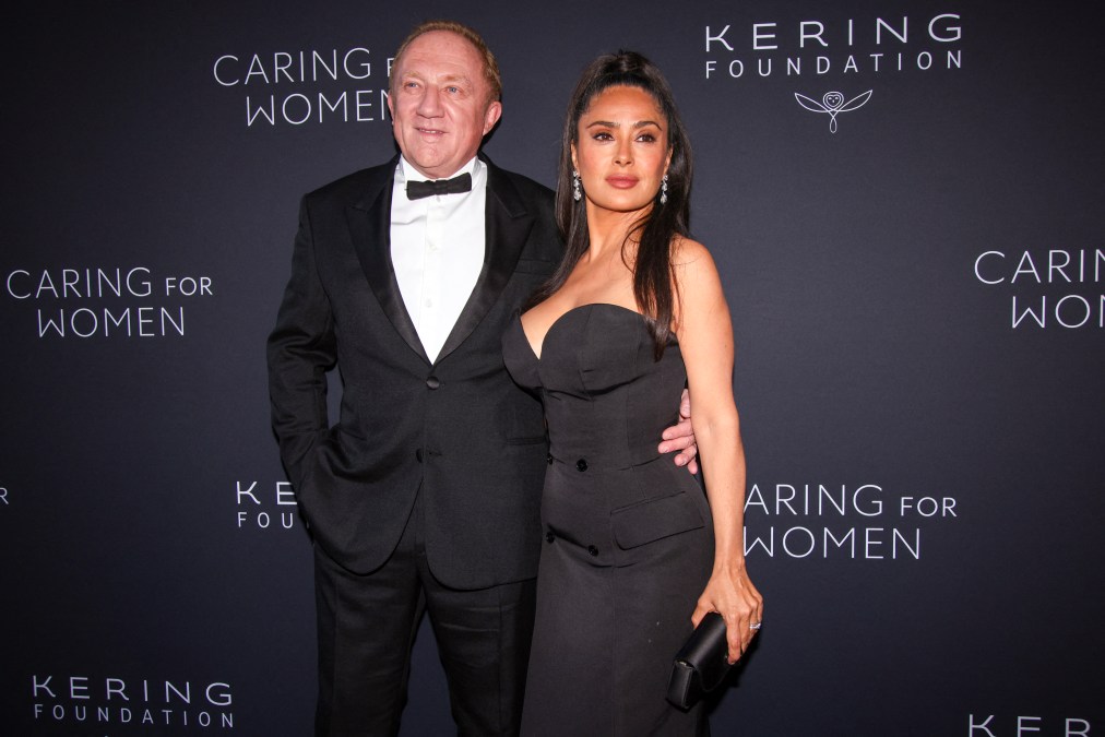 Mexican-American actress Salma Hayek (R) and her husband, businessman and philanthropist François-Henri Pinault