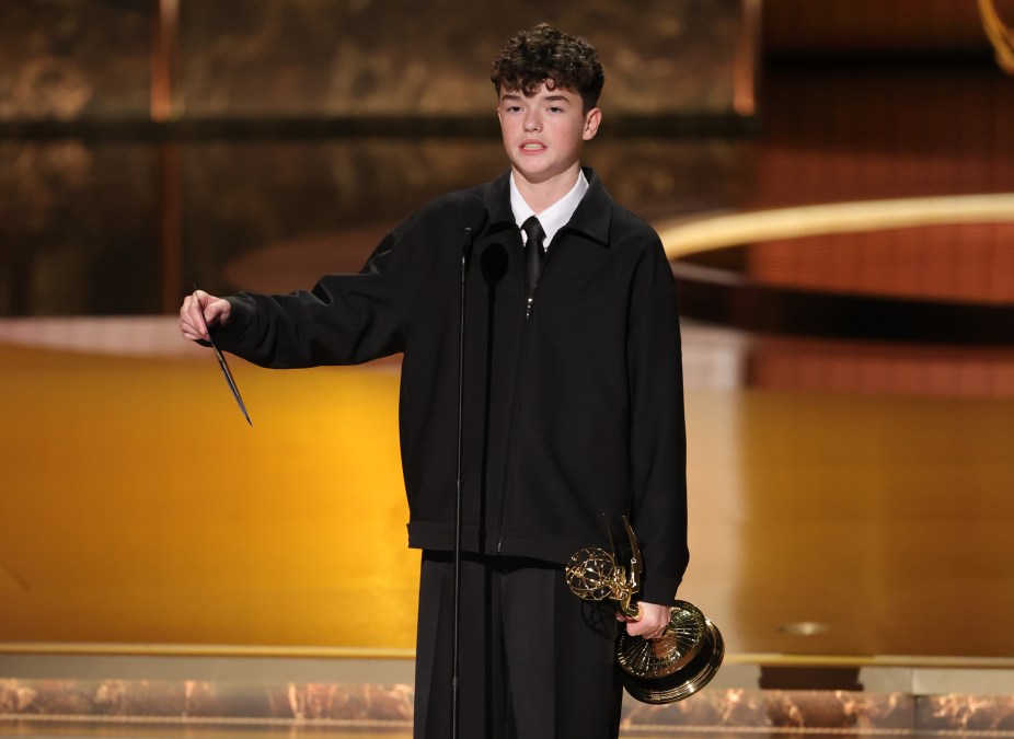 Owen Cooper accepts the Outstanding Supporting Actor in a Limited or Anthology Series or Movie award