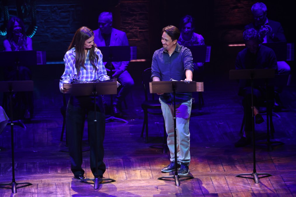 Katie Holmes and Lin-Manuel Miranda 