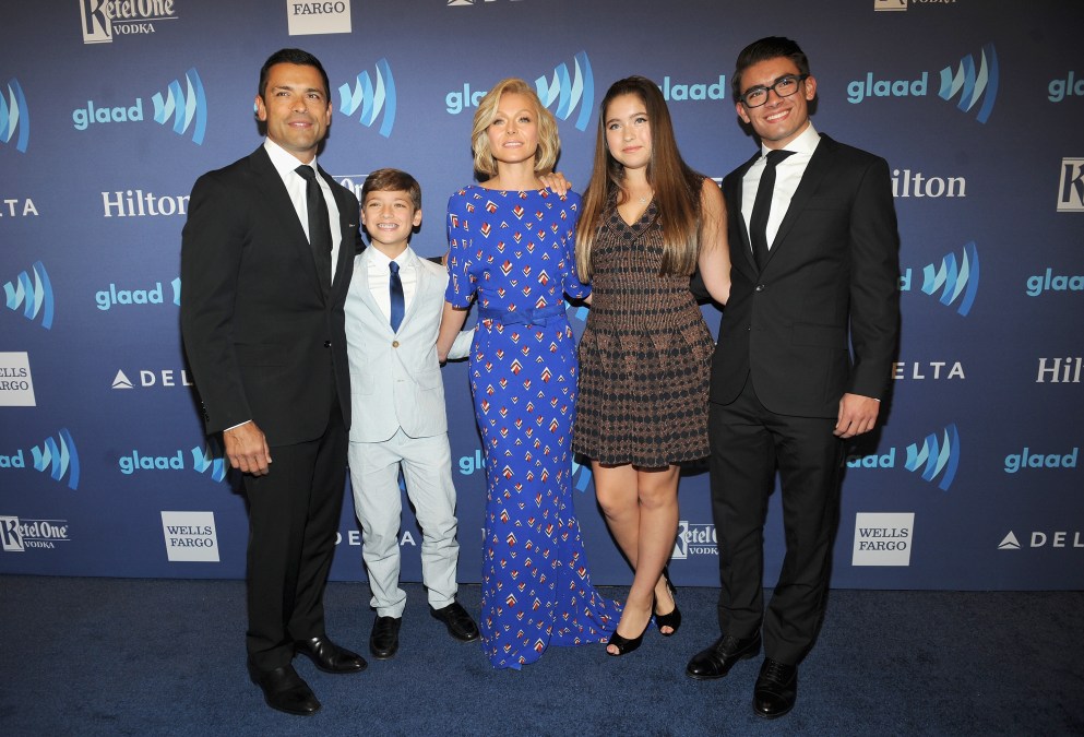 Mark Consuelos, Kelly Ripa, and their children