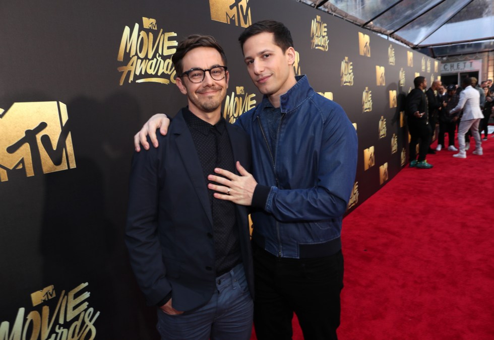 Actors Jorma Taccone (L) and Andy Samberg 