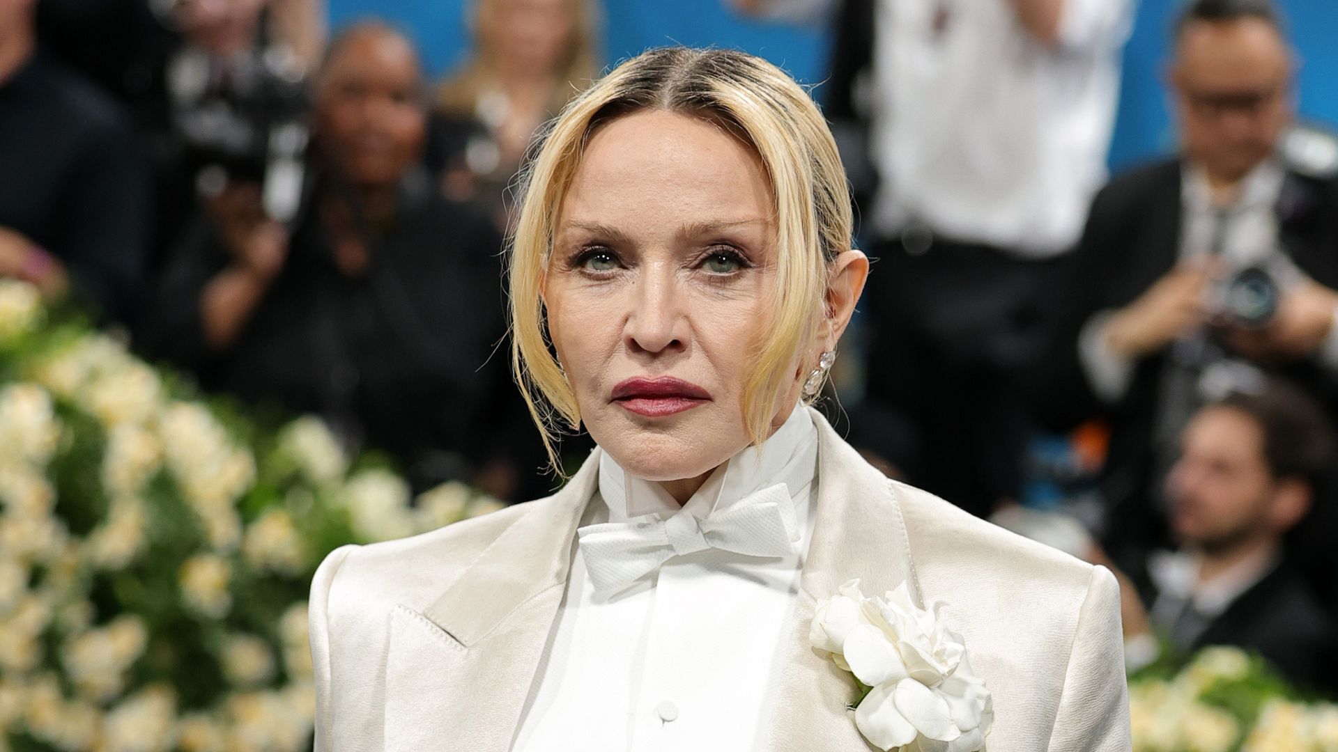 Madonna attends the 2025 Met Gala Celebrating "Superfine: Tailoring Black Style" at Metropolitan Museum of Art on May 05, 2025 in New York City