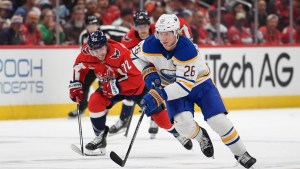 Rasmus Dahlin #26 of the Buffalo Sabres playing ice hockey