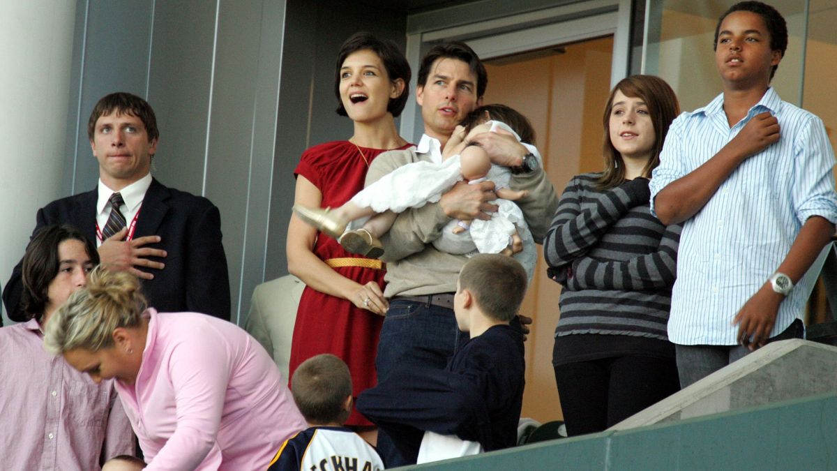Tom Cruise (C) and Katie Holmes with daughters Suri Cruise, Isabella Kidman-Cruise (2nd R) and son Connor Kidman-Cruise