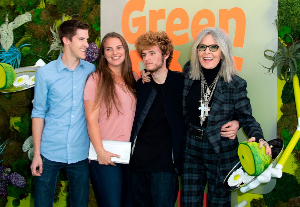 Actress Diane Keaton (R) with her daughter Dexter Keaton (2L), son Duke Keaton (2R)
