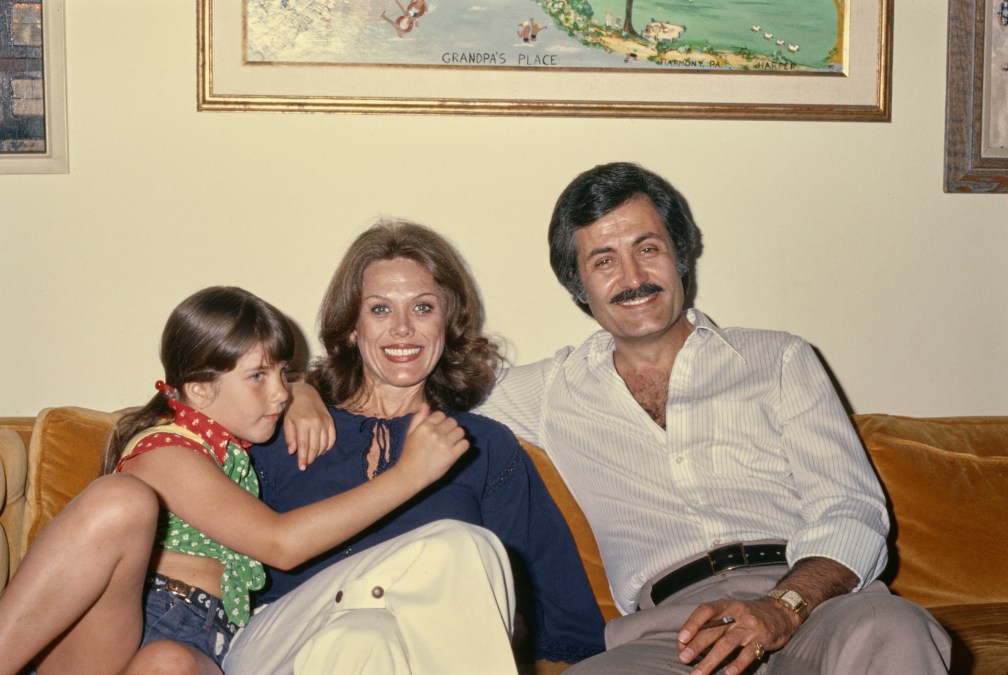 Married couple, American actress Nancy Dow and Greek-born American actor John Aniston, with their daughter Jennifer Aniston