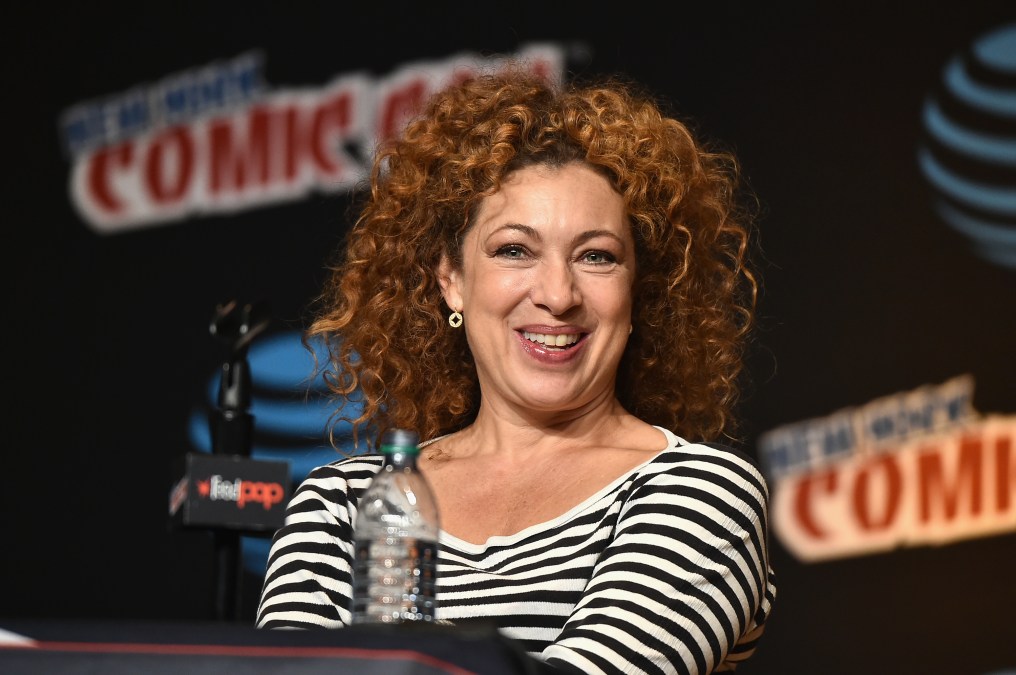 Alex Kingston speaks at the Tales from the TARDIS panel at Jacob Javits Center on October 6, 2016