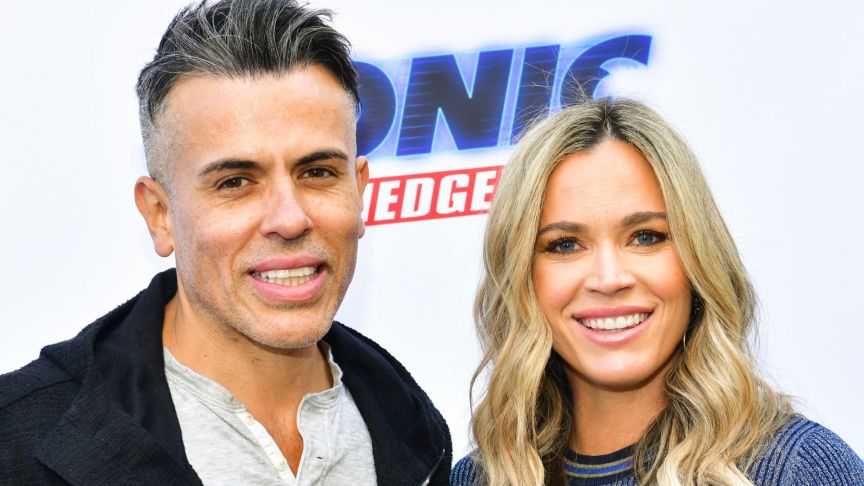 Edwin Arroyave (L) and Teddi Mellencamp attend the Sonic The Hedgehog Family Day Event on January 25, 2020 in Hollywood, California