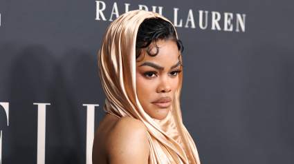 Teyana Taylor Steps Out In a Daring & Revealing Gold Dress: PHOTOS