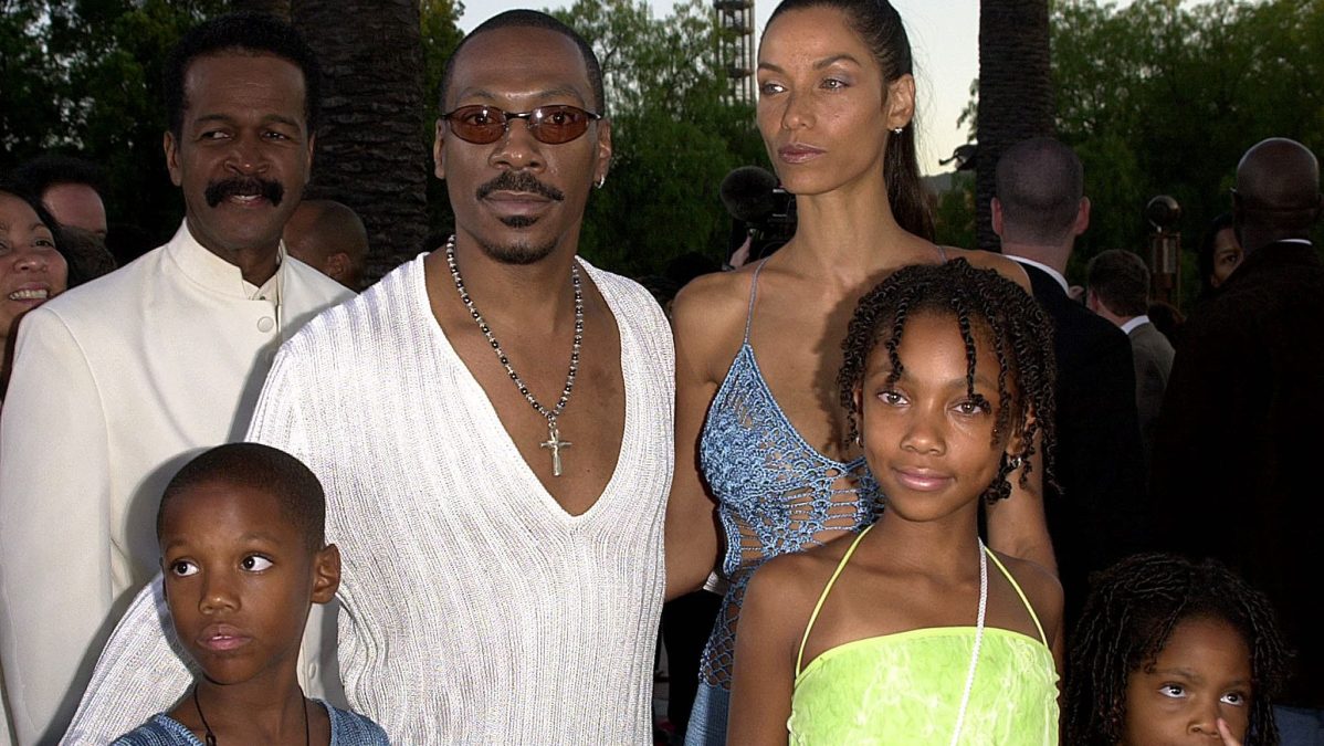 Eddie Murphy and Nicole Mitchell with three of their children.