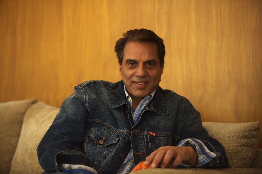 Film actor Dharmendra at his Juhu residence .