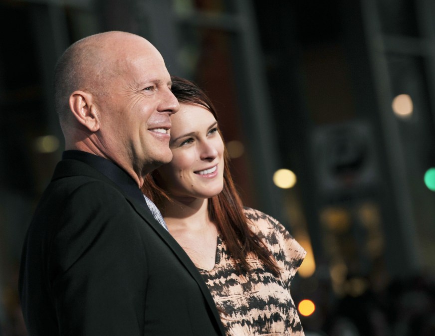 Actors Bruce Willis (L) and his daughter Rumer Willis