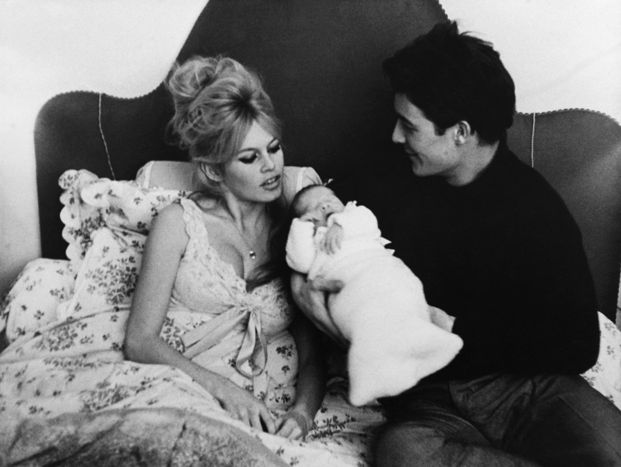Brigitte Bardot and her husband Jacques Charrier with their newborn son